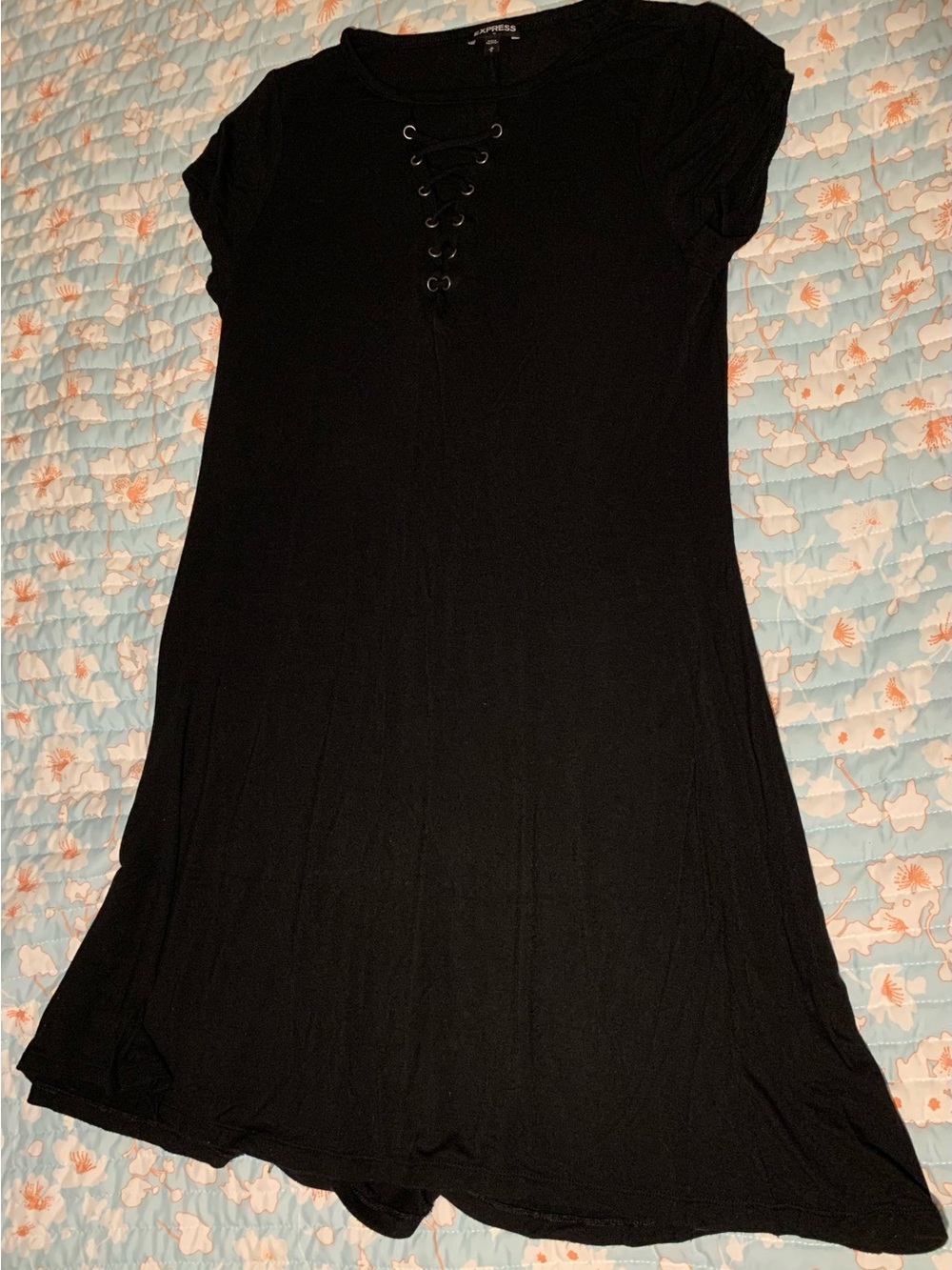 Express Black Lace-Up Dress with Grommet Detail